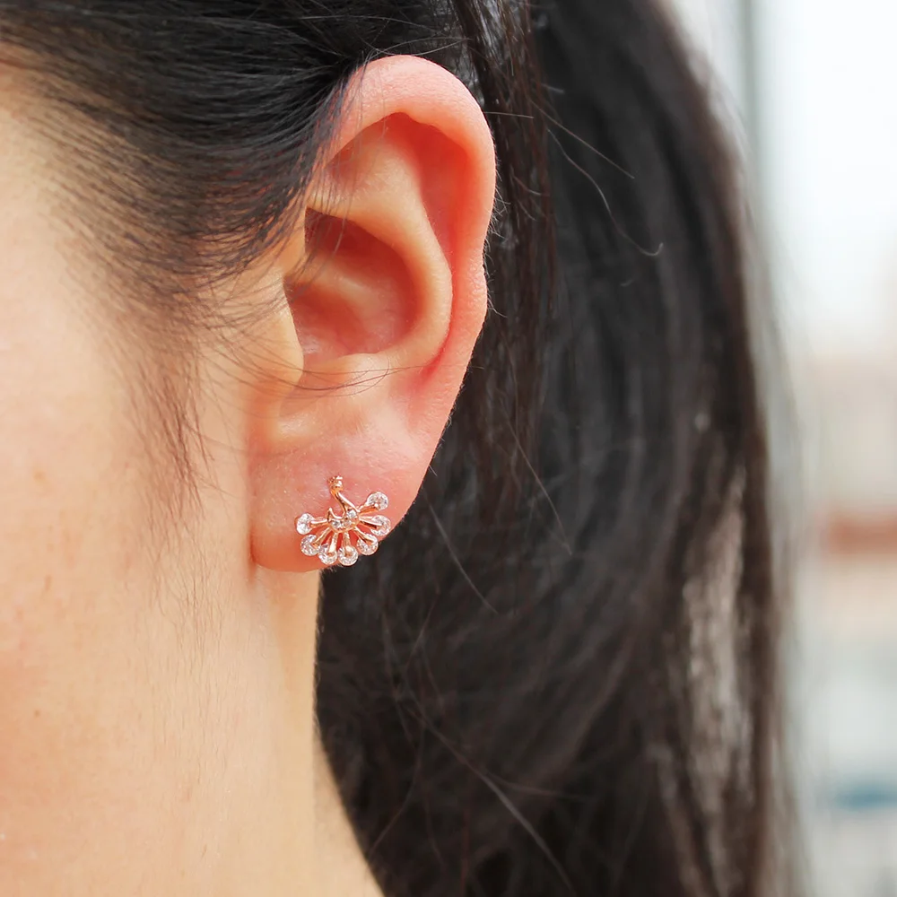 Женские серьги гвоздики с павлином Trustdavis модные ювелирные изделия из 100%