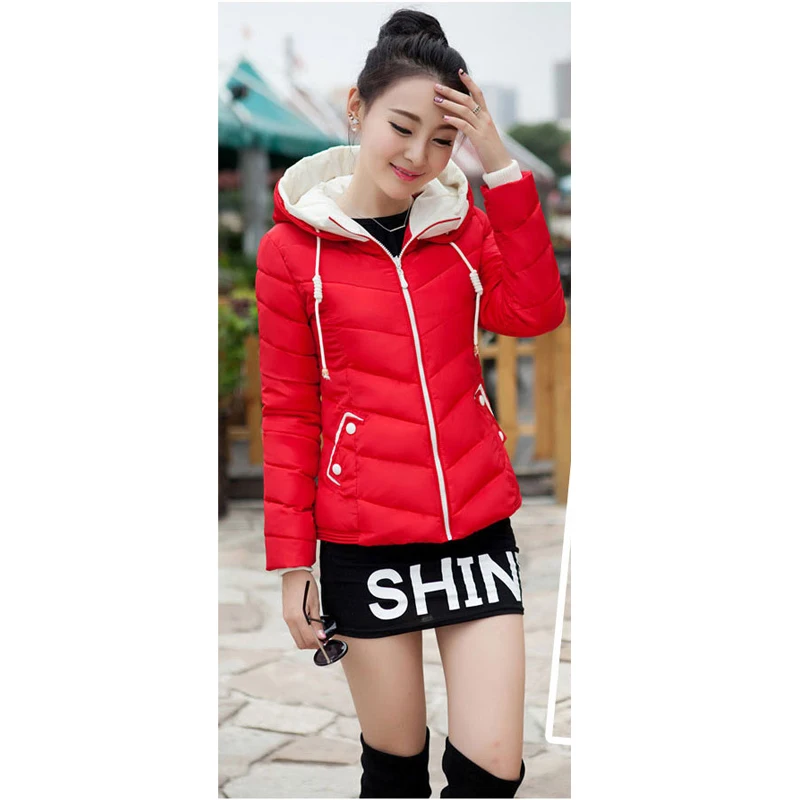 Women' Short White 2021 The New Cotton-Padded Jacket Korean Style Slim Slimming All-Match Stitching Hooded Outwear Y564 lightweight puffer jacket