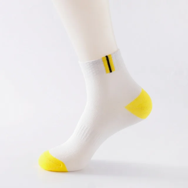 5 пар мужских носков деловые прочные модные носки с прострочкой эластичные носки для мальчиков, отличное качество, Meias европейские размеры 39-43, Meias - Цвет: MS012 Whiteyellow