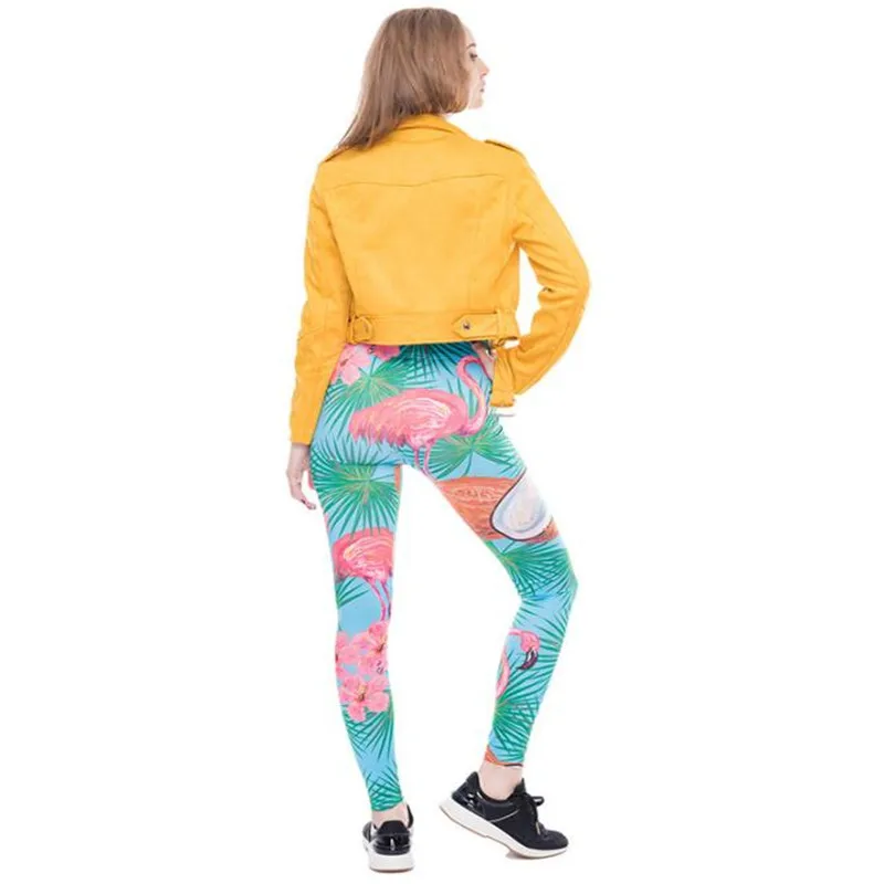 Fashion  Women Legging Round Ombre Printing Slim High Waist Polyester Fiber Leggings Woman Pants
