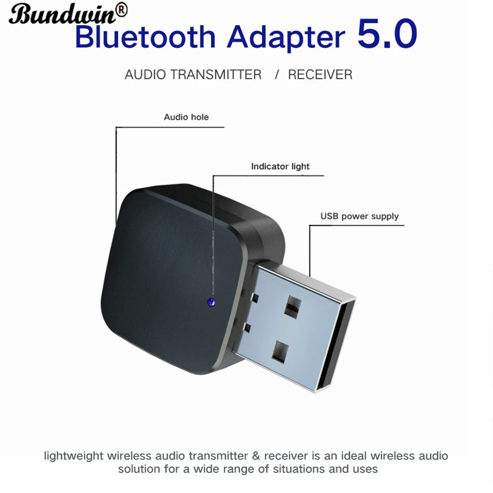 Bundwin Bluetooth 5 0 аудио приемник 3 мм AUX автомобильный комплект беспроводной