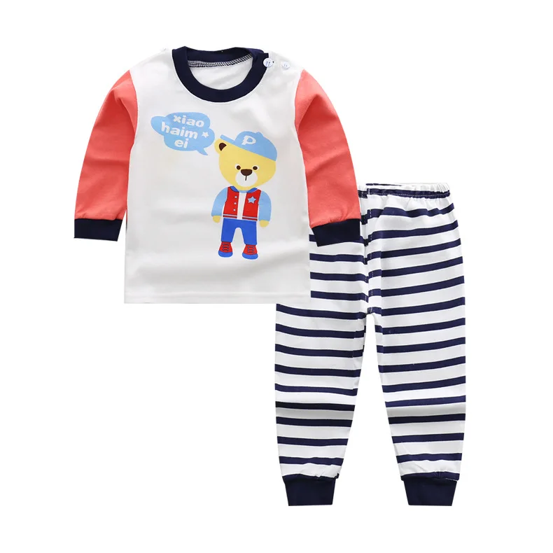 Детские пижамы; комплект одежды для мальчиков и девочек; комплект одежды для сна с героями мультфильмов; пижамы с длинными рукавами для детей; Осенняя детская пижама; одежда для малышей - Цвет: S-14