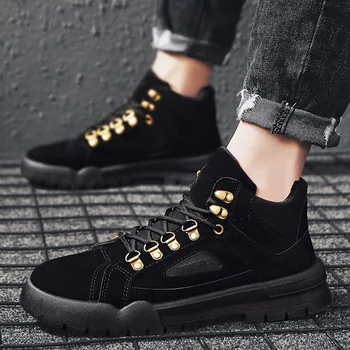 

Fashion Winter Autumn High Quality Men's Boots Warm Working Lace Up Men's Desert Boots Round Toe High Top Shoes J2-85