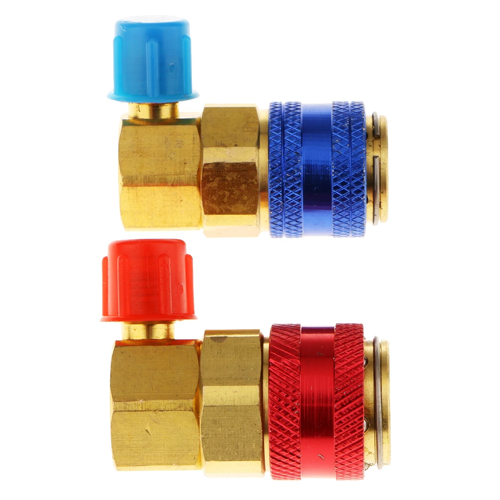 2PCS R134A Adapter Quick Coupler High Low AC Condition Manifold Gauge Hose
