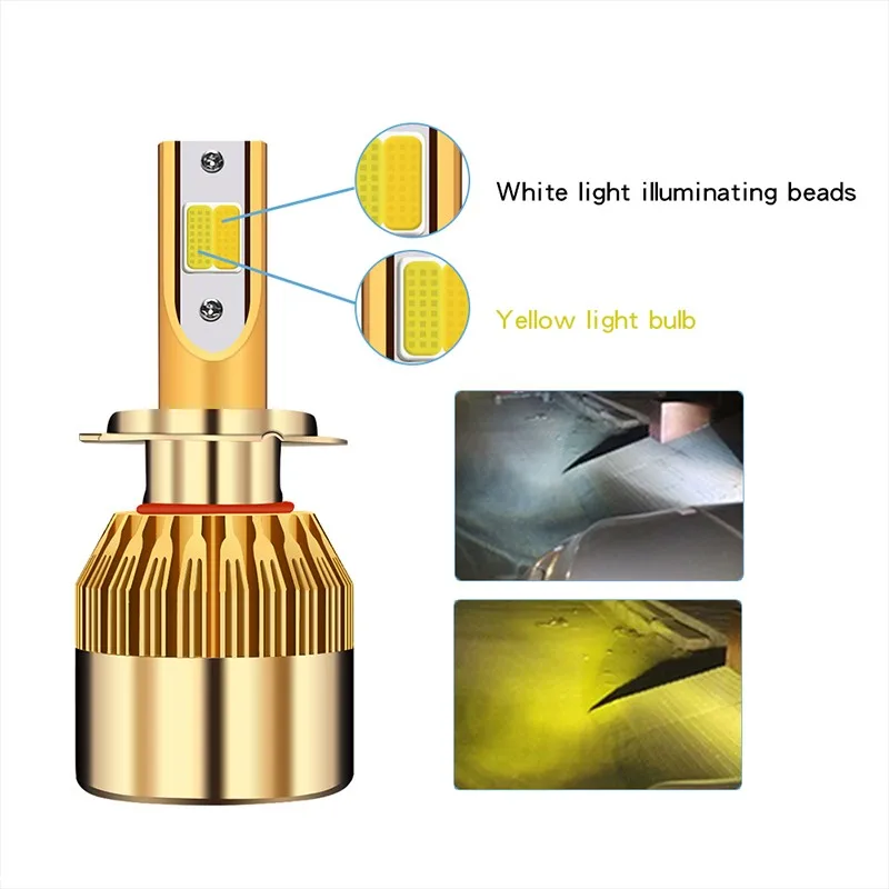 1 шт. C6 H1 H3 H4 H7 9005 9006 для автомобильных фар Светодиодный 3800LM 6500 к 36 Вт 2 COB светодиодный авиации Алюминий 360 градусов Автомобильные светодиодные лампы фар