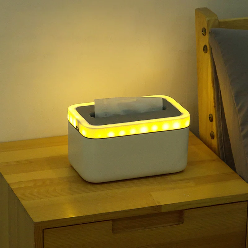

Waterproof Tissue Holder Bathroom Napkin Dispenser Tissue Box with Night Lights for Home Restaurant JA55