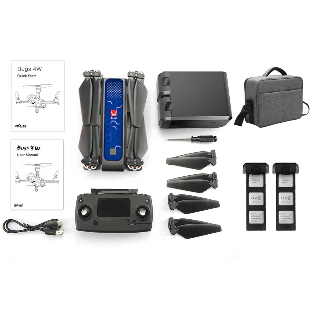 Мини Дрон MJX B4W gps с камерой 2K 5G Wifi FPV 1600m расстояние полета 20 минут Складные Игрушки с дистанционным управлением RC Дрон вертолет - Цвет: 2 Batter Handbag