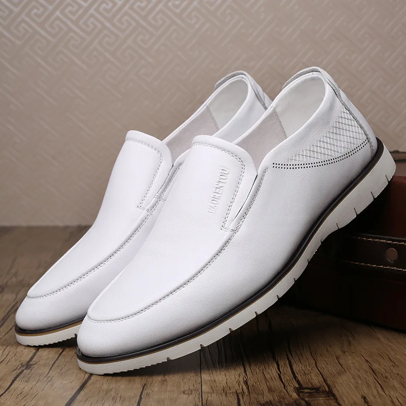 

LOTORY Spring MEN'S SHOES-White Men Spring And Summer Business Formal Wear Casual Leather Shoes Wedding Shoes White Shoes