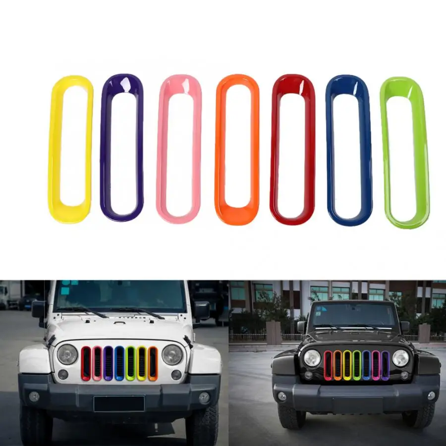 7 шт. автомобиля Передняя решетка крышка Замена решетка Acessory подходит для Jeep Wrangler JK 2007-(7 цветов типа