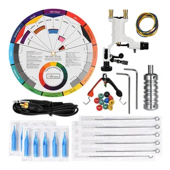 

12pcs Tattoo Machine Kit Set Black Tattoo Accessories Sets Tattoo Pedal Color Wheel Rubber Band Pin Cushion Supply Group