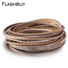 Flashbuy, 5 цветов, несколько слоев браслетов для женщин, винтажные магнитные браслеты, очаровательные ювелирные изделия, женские аксессуары