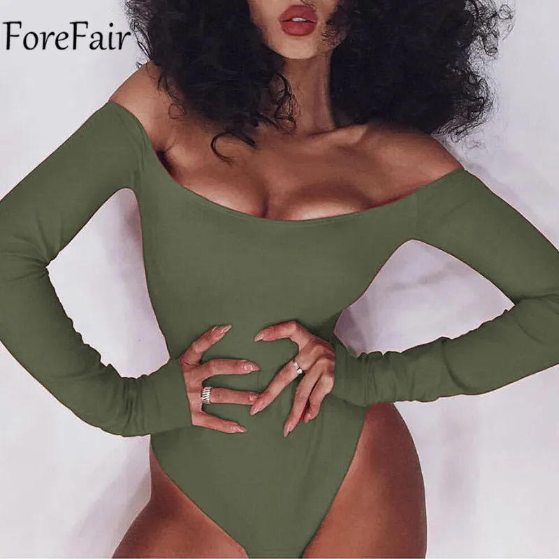 Forefair женский сексуальный черный боди с открытыми плечами, Белый Топ с длинным рукавом и открытой спиной, женские осенние зимние повседневные однотонные боди