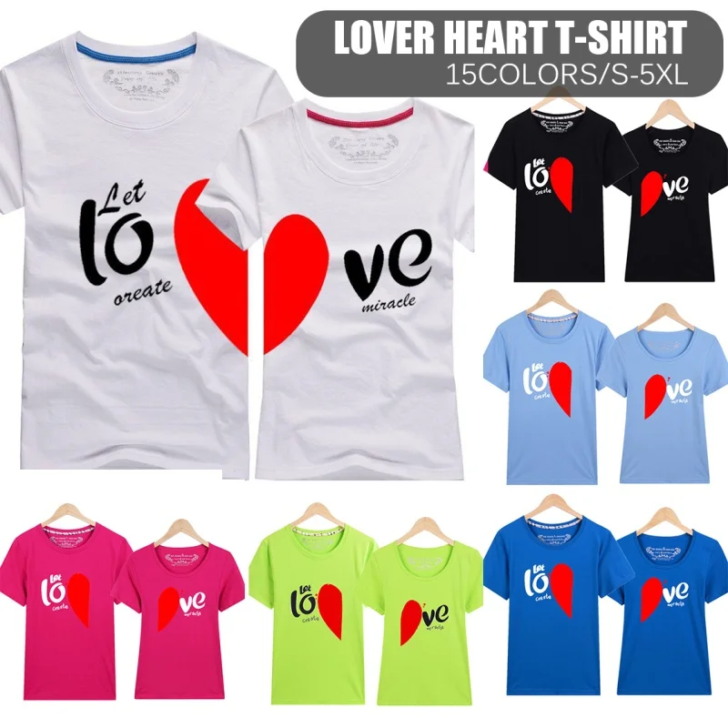 

Kupokasi Fashion Summer Sweet Couple Heart Matching T-Shirt Cotton Clothes for Lover Newlyweds I Love You Print graphic y2k top