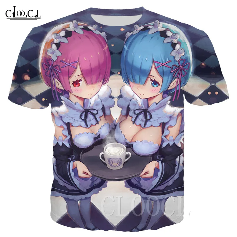 Футболка для мужчин/женщин в стиле аниме Re Zero Loli Rem Ram футболка с 3D принтом Lolita Otaku