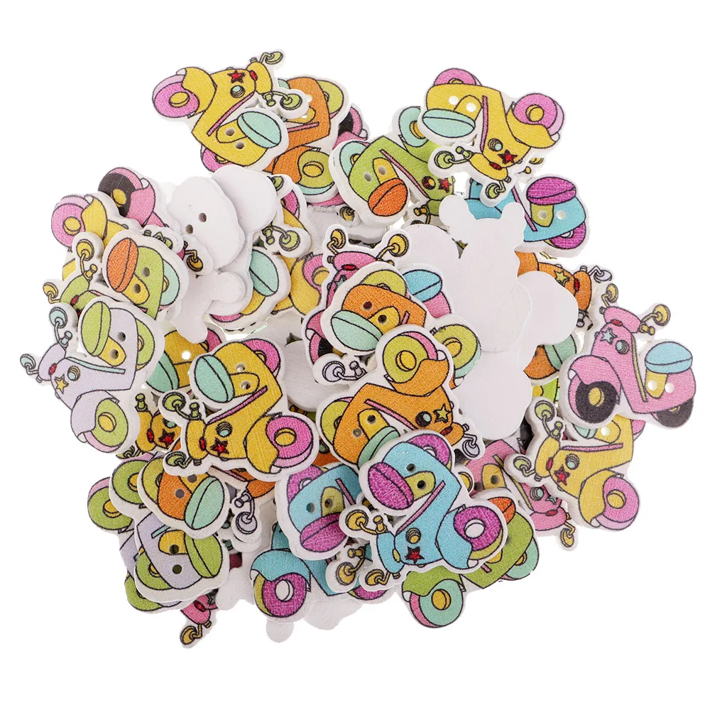 50/100pcs Wooden Buttons Flatback Crafts Beads For Art Crafts Scrapbooking