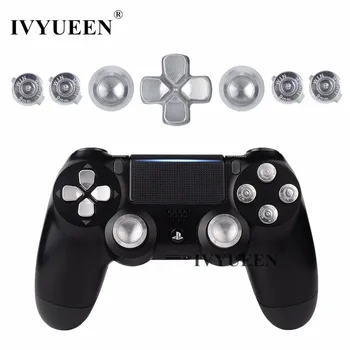 

IVYUEEN For Playstation Dualshock 4 PS4 Pro Slim Controller Silver Metal Analog Thumb Sticks Dpad 9mm Bullet Buttons Mod Kit