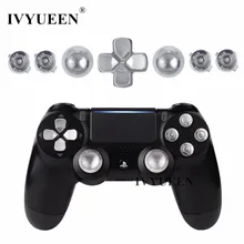 IVYUEEN For Playstation Dualshock 4 PS4 Pro Slim Controller Silver Metal Analog Thumb Sticks Dpad 9mm Bullet Buttons Mod Kit