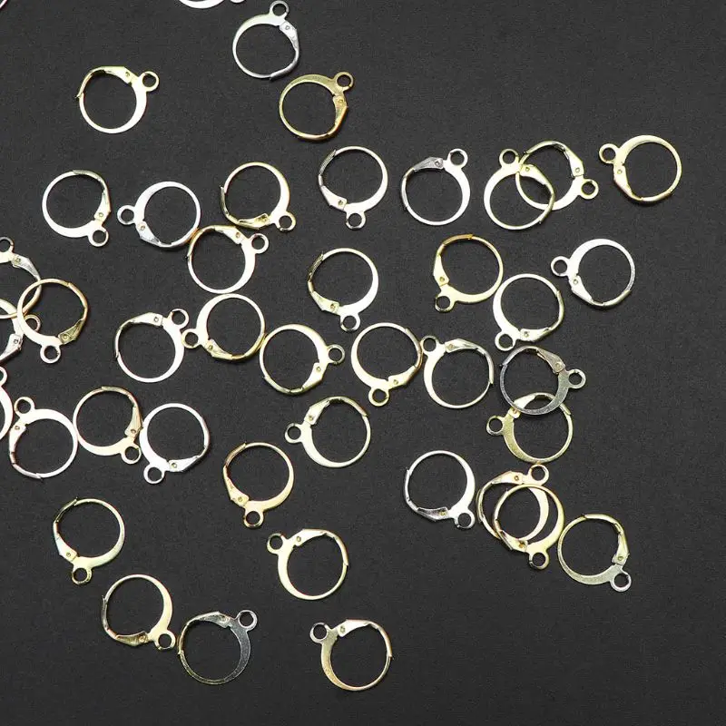 200 шт DIY золотые серебряные серьги крючки Leverback Earwire ювелирных изделий 15x12 мм T4MD