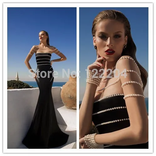 Новинка, Vestidos Longos, вечернее платье, вырез лодочкой, черный корсет, бисер, жемчуг, Саудовская Аравия, платье для выпускного вечера