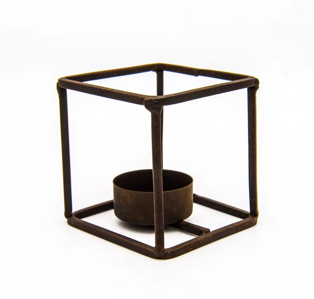Square Iron Candle Holders Modern Suitable For Tealight And Small LED Candles KH Brown Holder Beautiful High quality | Дом и сад