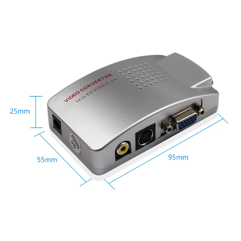 PC Converter Box VGA to TV AV RCA Signal Adapter Converter Video Switch Box Composite Supports NTSC PAL for Computer
