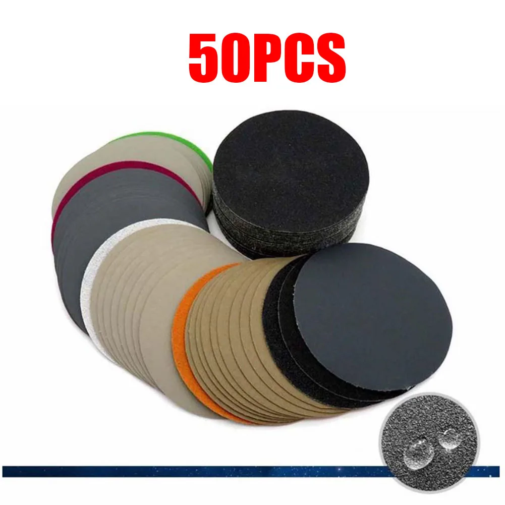 

50pcs 3inch 75mm Silicon Carbide Abrasive Paper 600-10000 Grit Sand Disc For Grinding And Polishing Hot