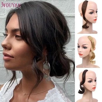 

HOUYAN Hairpin bangs wig synthetic curved long side fake bangs hairpin hair extension air bangs black brown