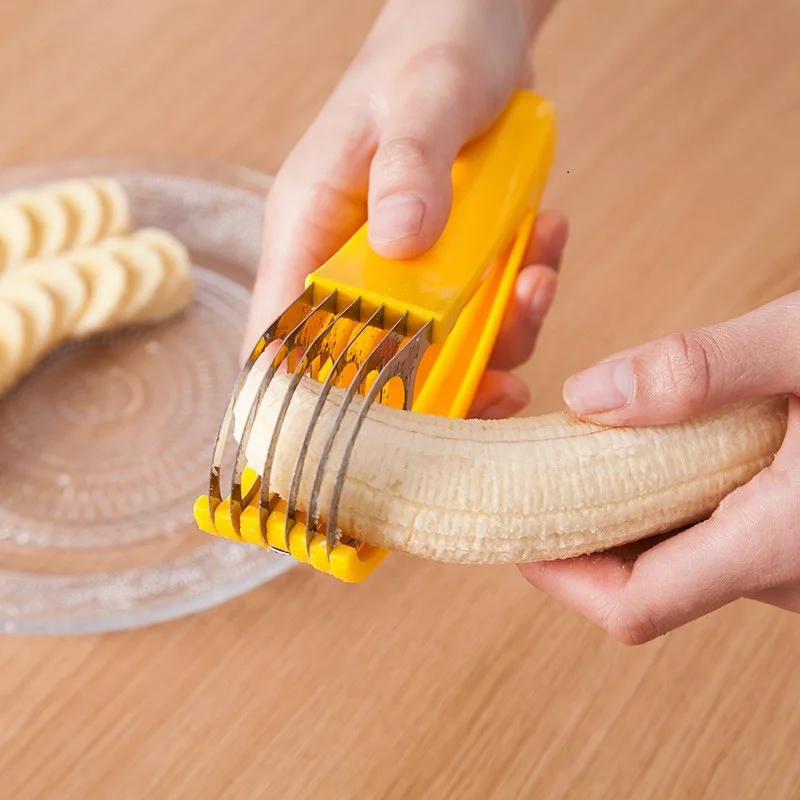 

1PCS Stainless Steel Banana Slicer Kitchen Ham Sausage Cutter Cooking Fruit Knife Kitchen Utensils