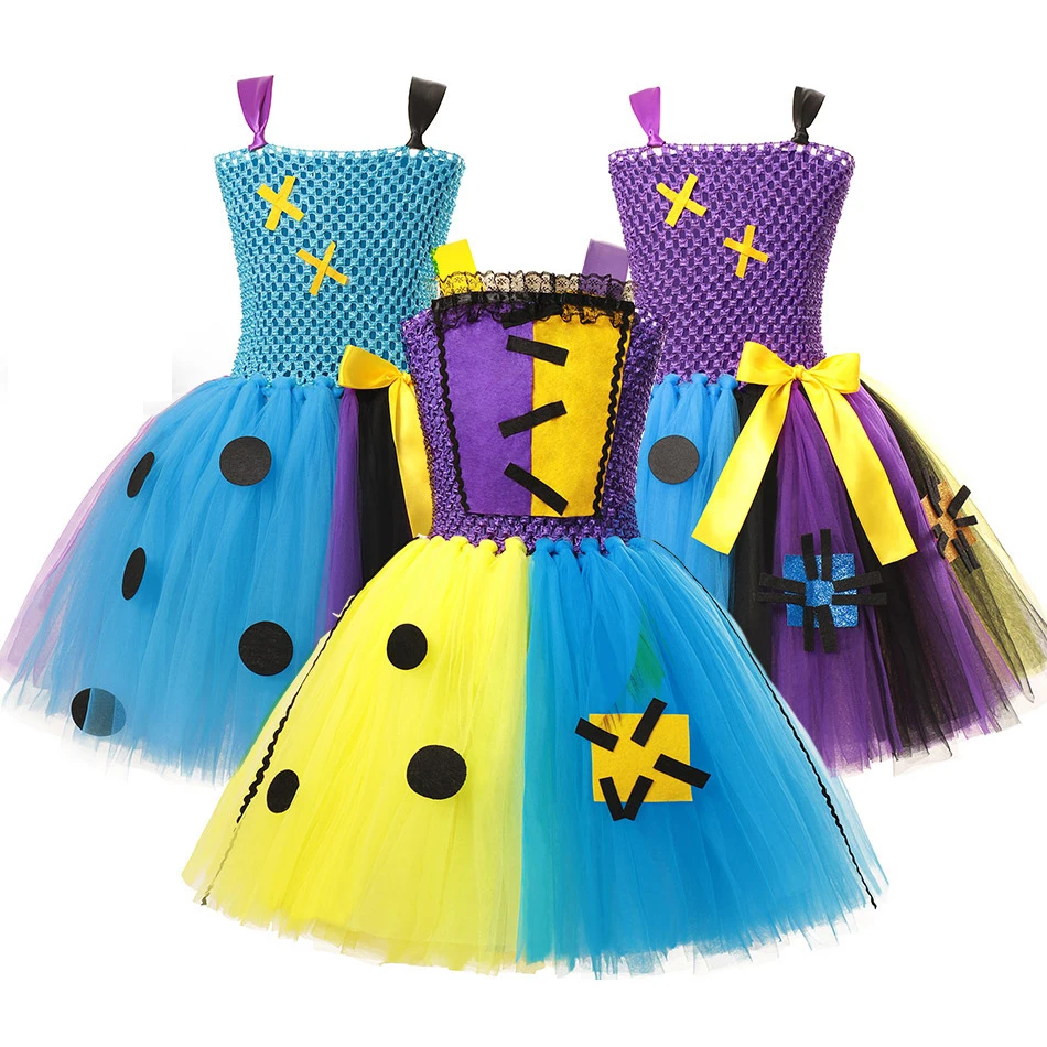 The Nightmare Before Christmas Sally Cosplay Costume for Girls 2-12Yrs Child Knitting Halloween Doll Role-Play Party Tutu Dress | Детская