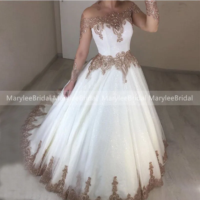 rose gold princess wedding dress