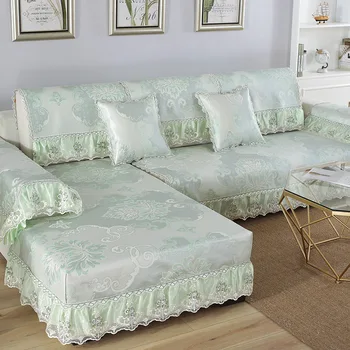 

Sofa Cover Embroidered Lacing Sofa Cover Non-slip Ice Silk Fabric Sofa Cushion Four Seasons Universal Cushion Sofa Cushion