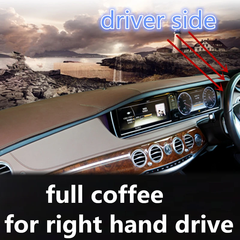 Для Toyota Hilux PICKUP REVO кожа приборной панели крышки тире коврик от солнца автомобиля - Название цвета: full coffee in right