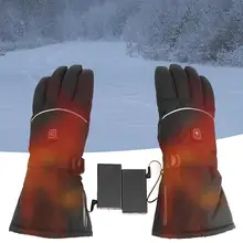 Зимние перчатки для катания на лыжах, регулируемые, 3 уровня температуры, с электрическим подогревом, теплые перчатки, полный палец, перчатки для катания на лыжах, велоспорта, верховой езды