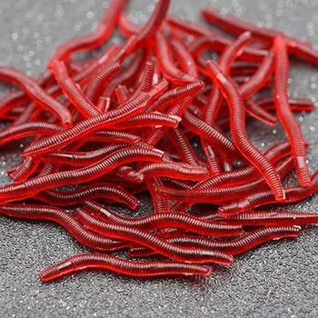 

50Pcs Simulation Earthworm Worms 40mm Artificial Fishing Lures Tackle Soft Baits
