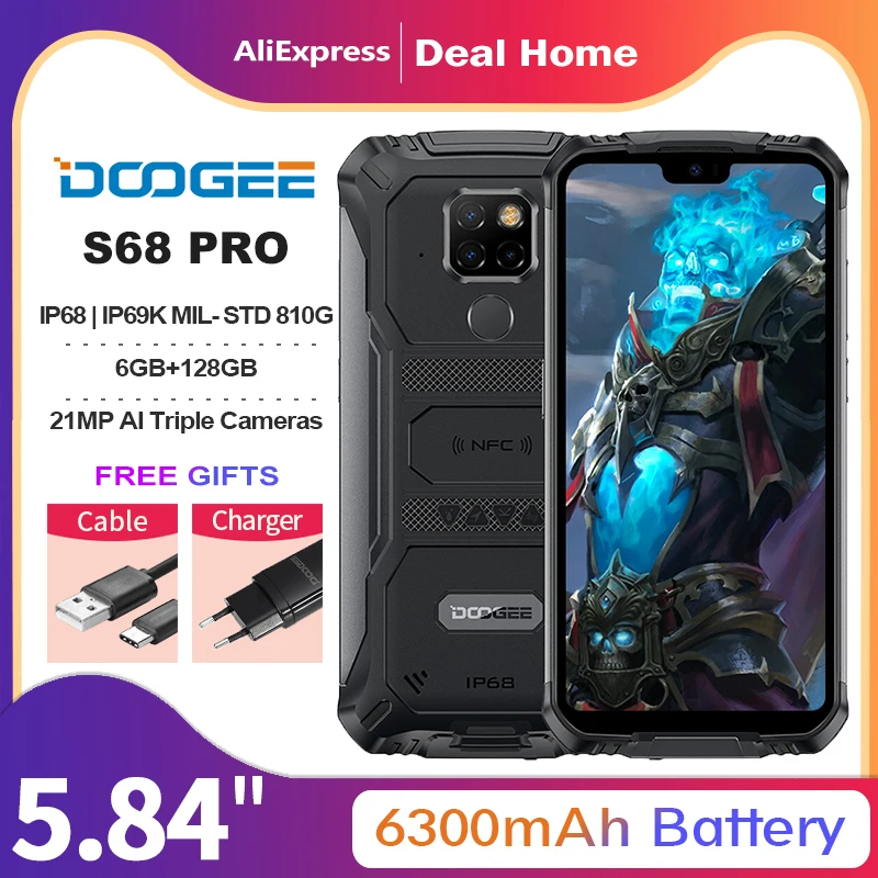 Doogee-Teléfono móvil inteligente Android, celular con procesador Helio P70, octa core, 6GB RAM, 128GB ROM, cámara de 21MP y 8MP, pantalla IPS de 5,48 pulgadas, bateria de 6300mAh de 12V/2A y IP68, modelo S6B PRO