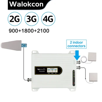 

2G 3G 4G Cell Phone Booster Tri-Band Mobile Signal Amplifier 2 Indoor Connectors Cellular Repeater GSM DCS WCDMA 900 1800 2100@