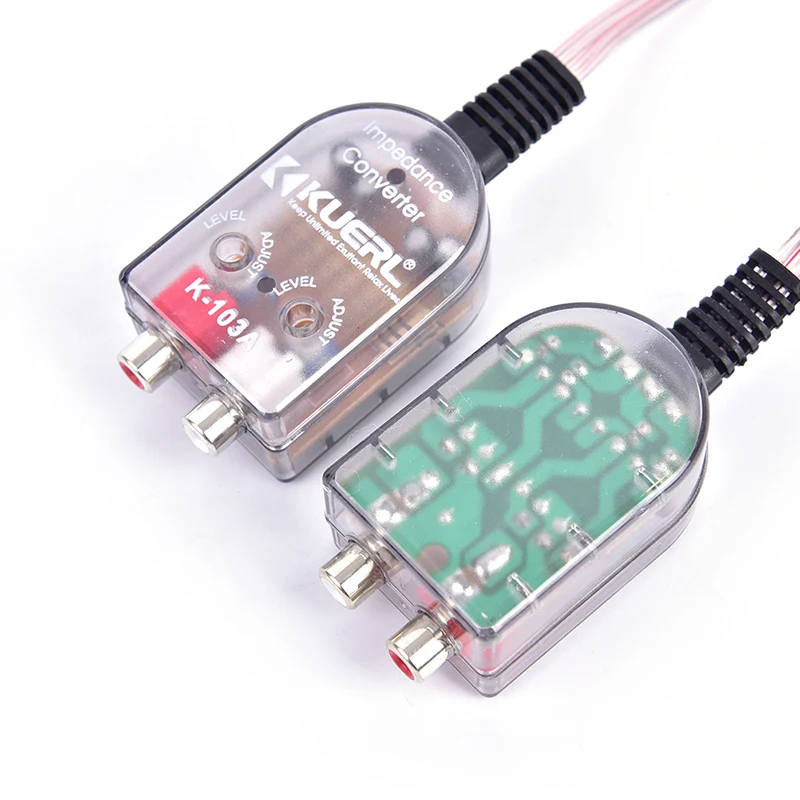 12V Car Stero Radio Speaker High To Low RCA Audio Impedance Converter Convert