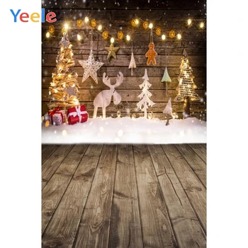 

Yeele Christmas Backdrop Tree Wood Board Light Snow Deer Baby Portrait Photography Background For Photo Studio Vinyl Photophone