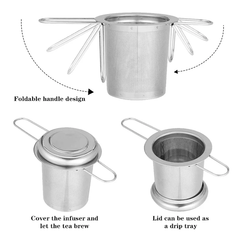 Long Handle Tea Infuser Basket Stainless Steel Mesh Loose Leaf Strainer Filter For Teapot Accessories