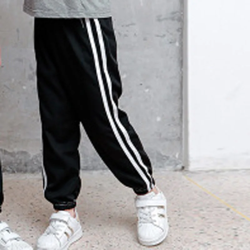 Toddler Kids Pants 2022 Summer Candy Color Harem Pants Boys Soft Trousers Drawstring Side Stripe Baby Boys Pants