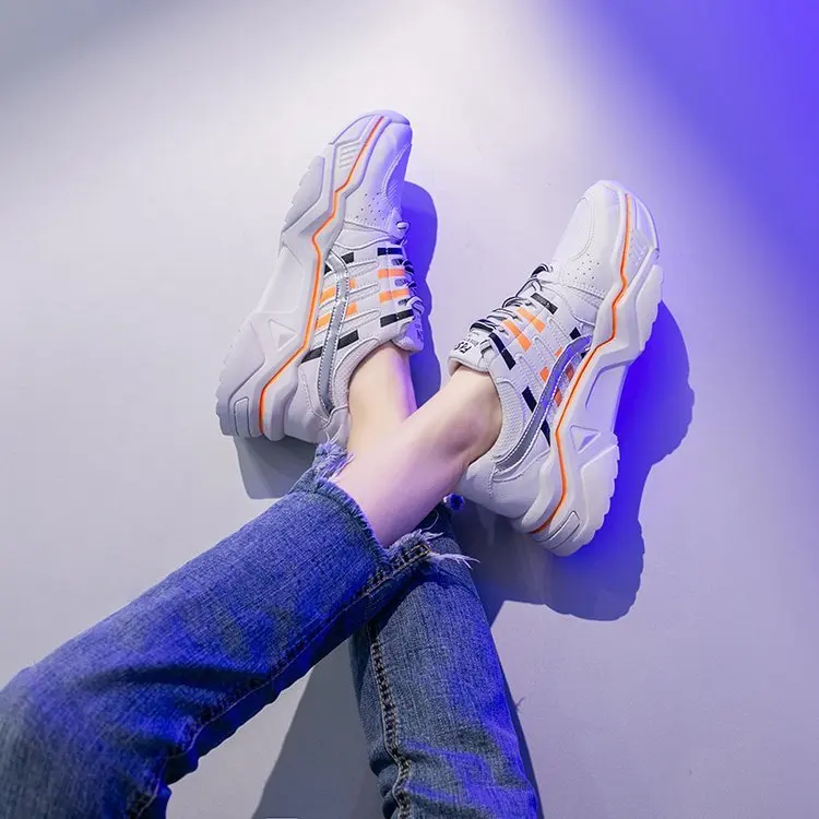 Women Fashion Sneakers Platform Sneakers Lace-up Ladies Brand Chunky Causal Shoes Woman Basket Sports Shoes Chaussure Femme