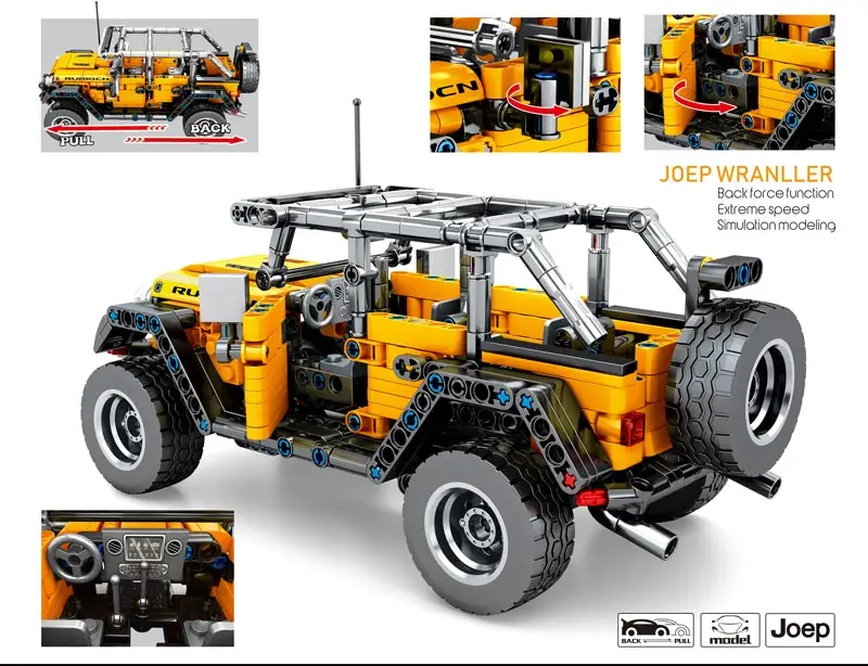 Wrangler Adventurer внедорожный джип с дистанционным управлением, техника для автомобиля, строительные блоки, кирпичи, совместимая техника, модель, игрушки Sembo 701601