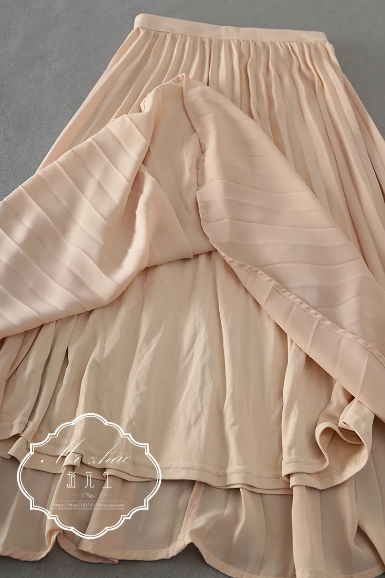

A Generation of Elegant Semi-Elastic High-waisted Design Slimming Mid-length Pleated Skirt Entity