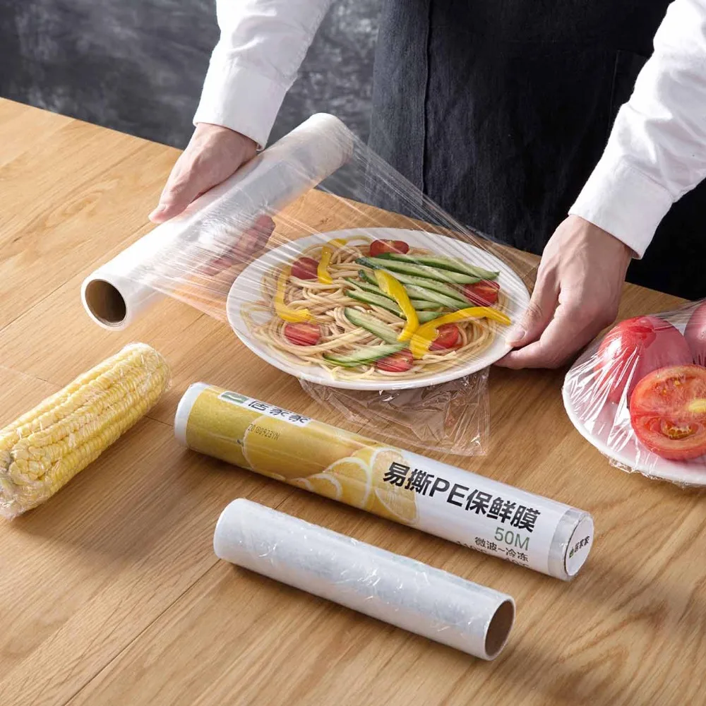 1 Roll Kitchen Clear PE Foil Cling Film Food Storage Plastic Wrap