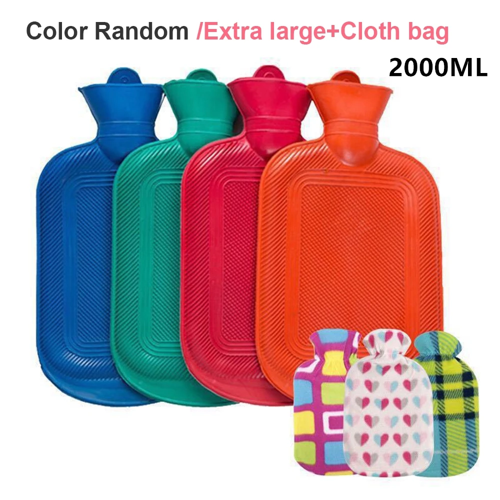Winter Hot Water Bottle Rubber With Cloth Cover Large Capacity Hand Warmer Portable Pain Relief Bag Long Time Heating | Бытовая техника