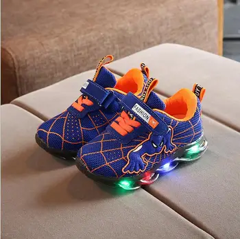 

Brand Fashion LED lighted Children Shoes Cute Cool Spiderman Casual Kids Sneakers Infant Tennis Baby Girls Boys Shoes Footwear