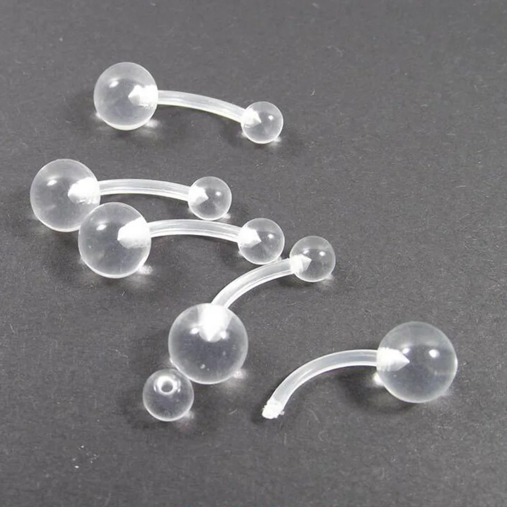 

10/30/50 Pieces Clear Transparent Invisible Flexible Belly Button Rings Belly Piercings Navel Bioflex Piercing Body Jewelry