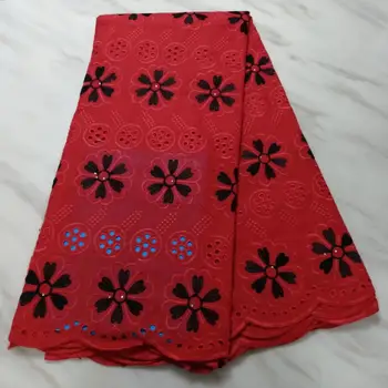 

High Quality Swiss Voile Laces Switzerland Cotton African Dry Cotton Lace Fabric Hollow Out Nigerian Voile Lace 5Yards red