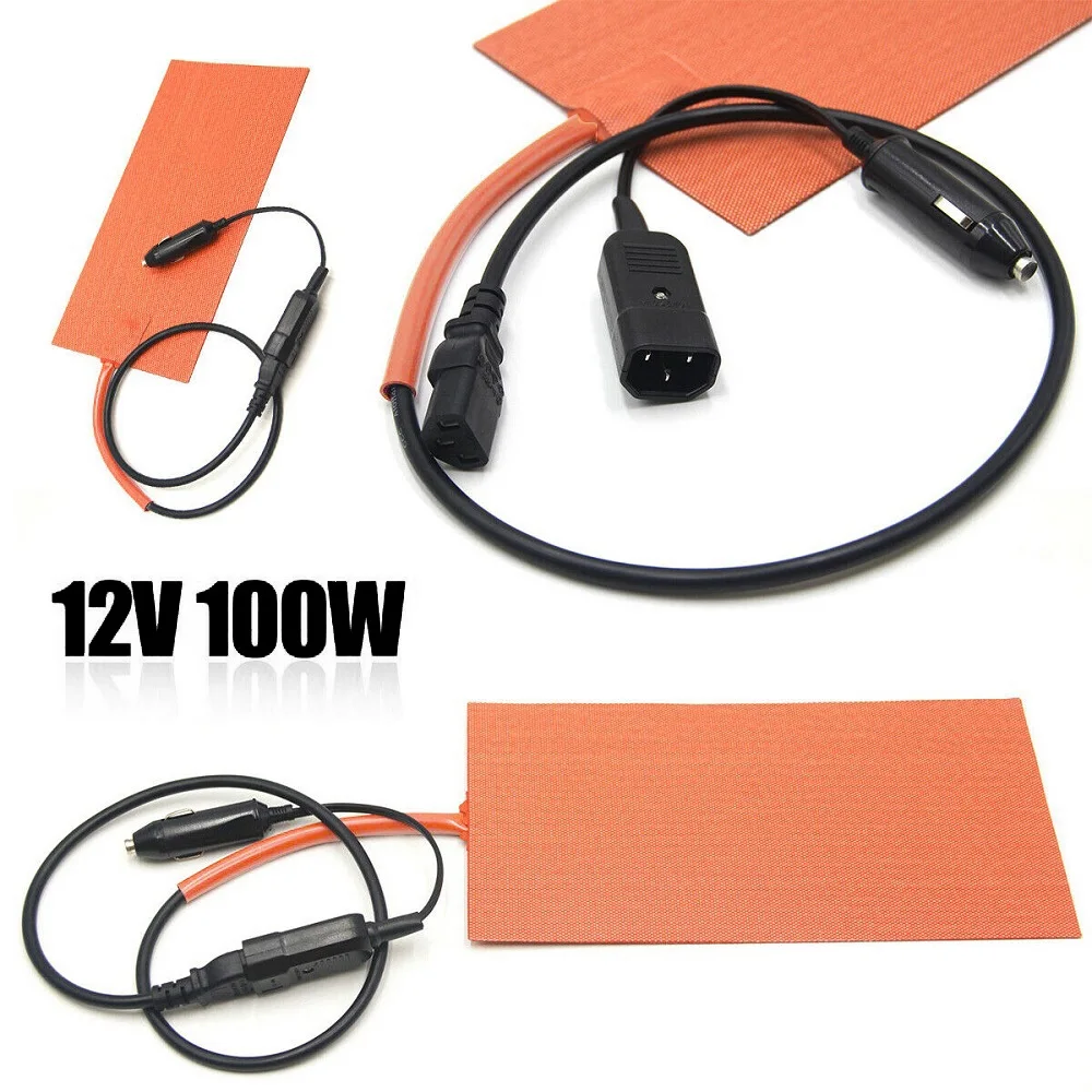 

100W Silicone Heating Pad Flexible for Heater Mat Pizza Hot Food Delivery Bag 12V With 1m Detachable Power Cable