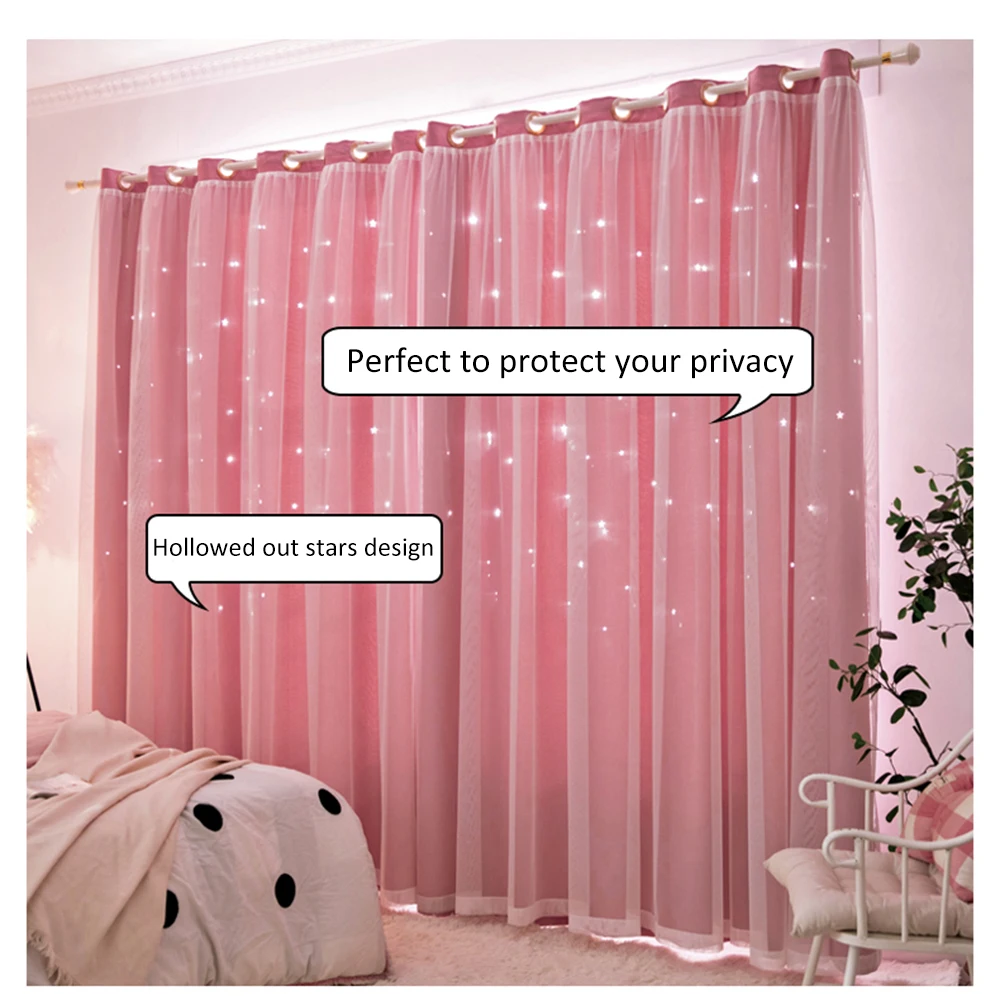 Hollowed Out Star Shading Window Curtain Drapes Purdah for Home Living Room #3YE 